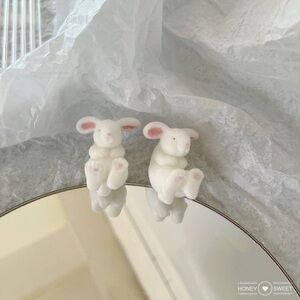 White bunny / rabbit earrings